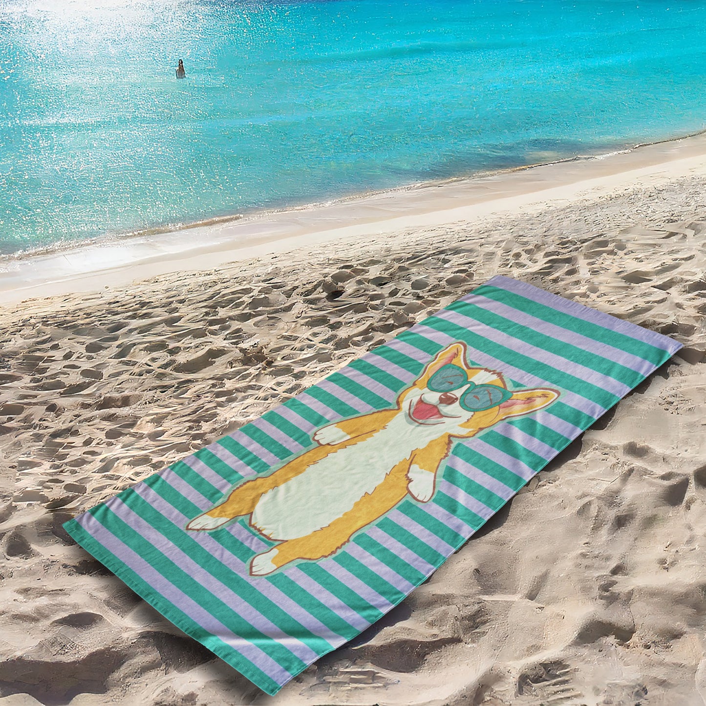 Aqua Stripe Beach Towel